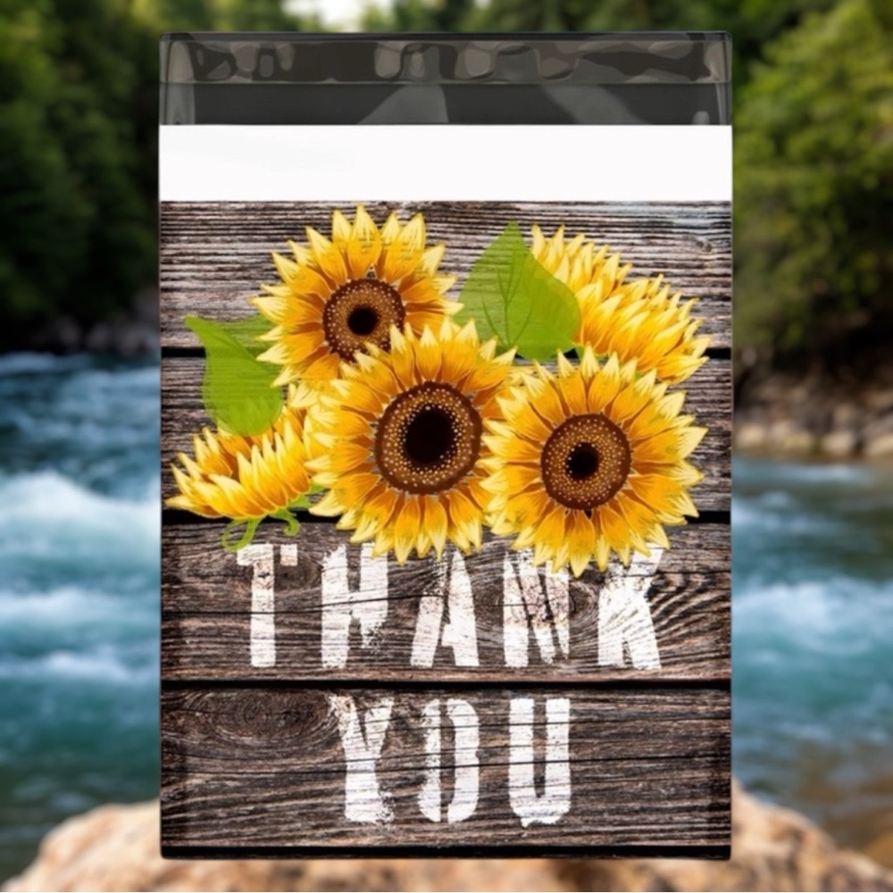 25 10X13 Poly Mailers Sunflower Thank You Shipping Envelopes PRICE IS FIRM Fall - Picture 3 of 6